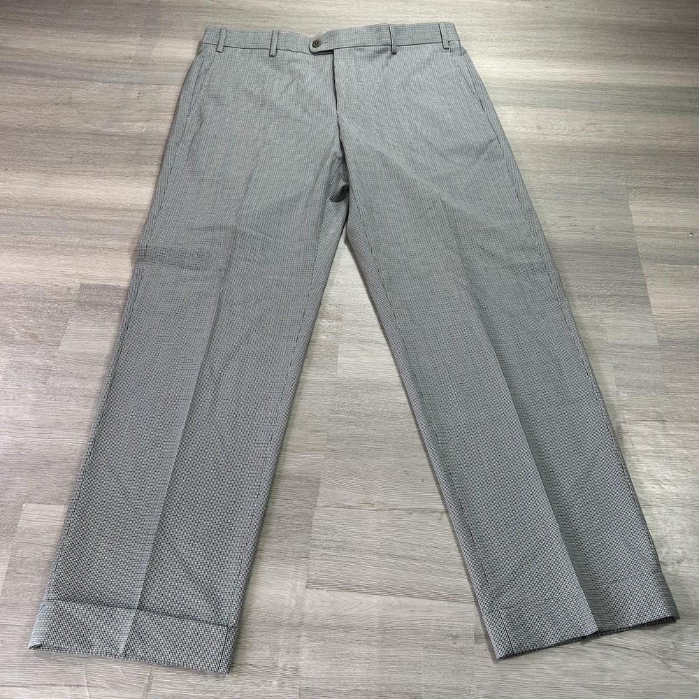 Zanella‎ Pants Mens 36x31 Gray Wool Flat Front Cuffed Classic Dress Slacks Italy